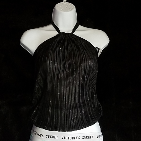 🆕Sparkly Black Pleated Top Size M - Picture 3 of 4